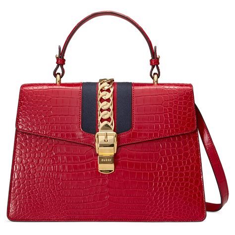 gucci sylvie medium red|gucci top handle handbags.